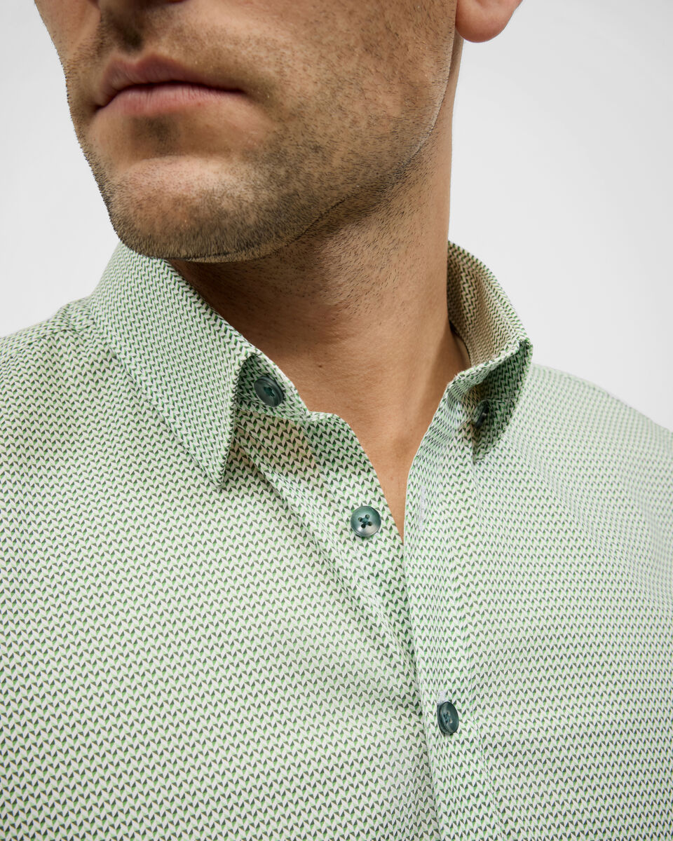 Herringbone Geo Print Long Sleeve Shirt, Green, hi-res